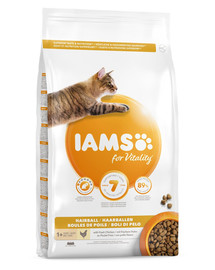 IAMS For Vitality Hairball 1,5 kg Granule pre dospelé mačky eliminujúce tvorbu vlasových guličiek