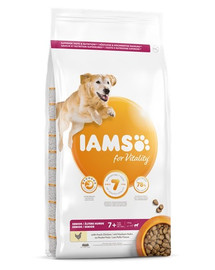 IAMS For Vitality Senior Granule pre staršie psy s kuracím mäsom veľkých plemien 12 kg