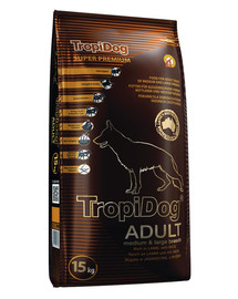 TROPIDOG Super Premium Adult M&L Lamb & Rice Granule pre psov veľkých a stredných plemien Jahňacie mäso a ryža 15 kg