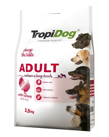 TROPIDOG Premium Adult M&L Granule pre psov stredných a veľkých plemien Morčacie mäso a ryža 2,5 kg