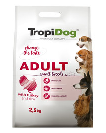 TROPIDOG Premium Adult S Granule pre psov malých plemien Morčacie mäso a ryža 2,5 kg