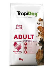 TROPIDOG Premium Adult S Granule pre psov malých plemien Morčacie mäso a ryža 8 kg
