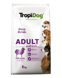 TROPIDOG Premium Adult S Granule pre psy malých plemien Jahňacie mäso a ryža 8 kg