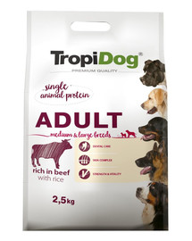 TROPIDOG Premium Adult M&L Granule pre psov stredných a veľkých plemien Hovädzie mäso a ryža 2,5 kg