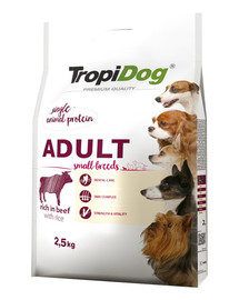 TROPIDOG Premium Adult S Granule pre psov malých plemien Hovädzie mäso a ryža 2,5 kg