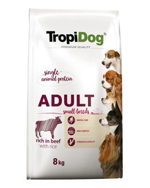 TROPIDOG Premium Adult S Granule pre psov malých plemien Hovädzie mäso a ryža 8 kg