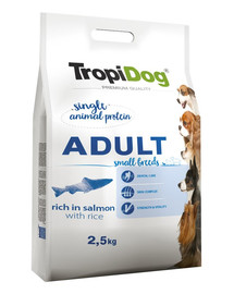 TROPIDOG Premium Adult S Granule pre psov malých plemien Losos a ryža 2,5 kg