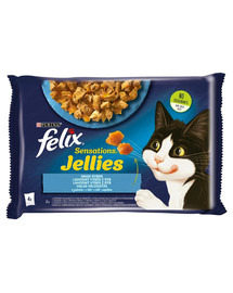 FELIX Sensations Jellies Fish Flavors Krmivo pre mačky v želé 4x85g