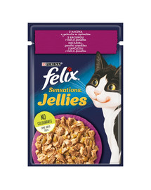 FELIX Sensations Jellies Krmivo pre mačky – Kačicie mäso v želé so špenátom 85g