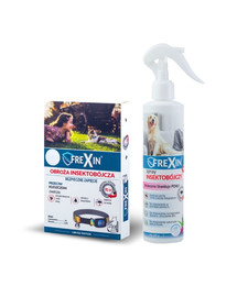 FREXIN Obojok proti hmyzu pre mačky 25 cm + FREXIN Spray proti hmyzu do pelechov 200 g