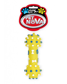 PET NOVA DOG LIFE STYLE Hračka v tvare činky s výčnelkami, 12cm, žltá