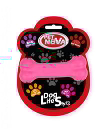 PET NOVA DOG LIFE STYLE Hryzátko v tvare kosti s miestom na uloženie pamlskov 11 cm, ružová, s vôňou hovädzieho mäsa