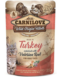 CARNILOVE Turkey & Valerian 24 x 85g Kapsička pre mačky morčacie a valeriána