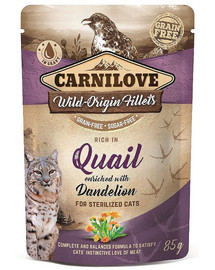 CARNILOVE Quail & Dandelion 24 x 85 g Kapsička pre kastrované mačky Prepeličie s púpavou