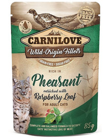 CARNILOVE Pheasant & Raspberry leaves 24 x 85 g Kapsička pre mačky Bažant a malinové listy