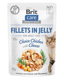BRIT Care Fillets in Jelly Choice Chicken&Cheese 24 x 85 g Kuracie a syr