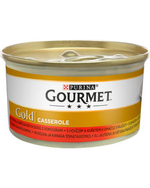 GOURMET Gold Casserole s hovädzím a kuracím mäsom v omáčke 24x85g