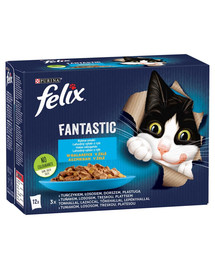 FELIX FANTASTIC Krmivo pre mačky v želé (tuniak, losos, treska, platesa) 12x85 g