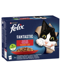 FELIX FANTASTIC Krmivo pre mačky v želé (hovädzie, králičie, jahňacie, kuracie) 12x85g