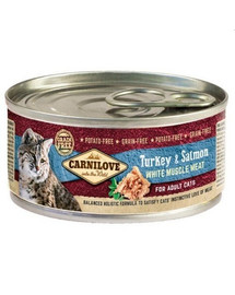CARNILOVE Cat turkey & salmon 12 x 100 g morčacie s lososom pre mačky