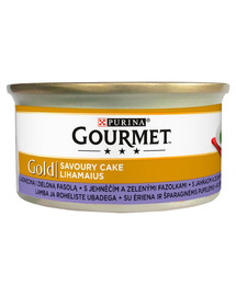 GOURMET Gold Savoury Cake Krmivo pre mačky s jahňacím mäsom a zelenými fazuľkami v omáčke 24 x 85 g
