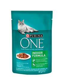 PURINA ONE Indoor Tuniak a zelené fazuľky pre mačku 24 x 85 g