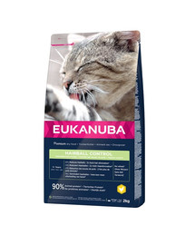 EUKANUBA Cat Hairball Control Adult Granule pre mačky kurča a pečeň 2 kg