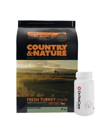 COUNTRY&NATURE Turkey with Vegetables Recipe 3 kg Granule pre psov malých plemien Morčacie so zeleninou + DR PETCARE Vitamins 60 kapsúl