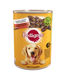 PEDIGREE Adult Konzerva pre psov hovädzie mäso,kuracie mäso & mrkva 24 x 400 g