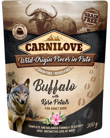 CARNILOVE Dog Paté Buffalo with Rose Petals 12 x 300g byvol s lístkami ruží