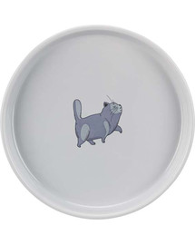 TRIXIE Keramická misa pre mačku s mačacím motívom 0,6l / 23cm; sivá