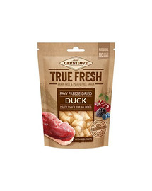 CARNILOVE RAW Freeze-dried duck&red fruits 40 g kačacie s červeným ovocím