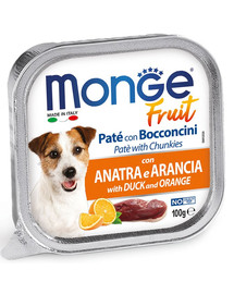 MONGE Fruit Dog Paštéta Kačica a pomaranč 100g