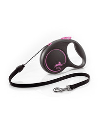 FLEXI Vodítko Black Design M lanko 5 m ružové