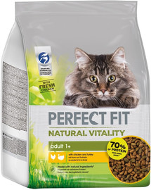PERFECT FIT Natural Vitality s kuracím a morčacím pre dospelé mačky 2,4 kg