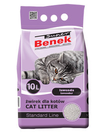 BENEK Super Standard bentonitové stelivo pre mačky s vôňou levandule 10 l