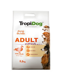 TROPIDOG Premium Adult S Granule pre psov malých plemien Kačacie mäso a ryža 2,5 kg