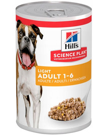 HILL'S Science Plan Canine Adult Light Chicken - Konzervy s kuracím mäsom pre dospelých psov s nadváhou 370 g
