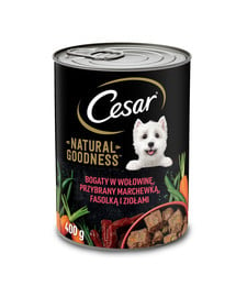 CESAR 24x400g Konzerva pre dospelých psov bohatá na hovädzie mäso s mrkvou, fazuľou a bylinkami