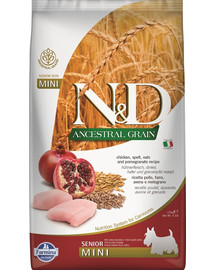 N&D Ancestral Grain Dog Senior Mini – Krmivo pre psov s kuracím mäsom, špaldou, ovsom a granátovým jablkom  2,5 kg
