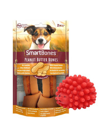 SMARTBONES Peanut Butter medium – Žuvacie tyčinky pre psov stredných plemien s arašidovým maslom 2 ks x 2 + hračka