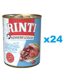 RINTI Kennerfleisch Poultry hearts 24 x 400 g