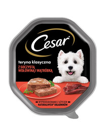 CESAR tácka 150 g kompletné mokré krmivo pre dospelé psy so šťavnatým hovädzím mäsom a pečeňou