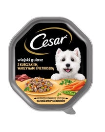 CESAR 150 g kompletné krmivo pre dospelých psov v omáčke s kuracím mäsom, zeleninou a petržlenovou vňaťou