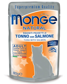 MONGE Buste Cat Tuniak s lososom v želé 80 g