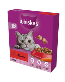 WHISKAS Adult 800 g suché kompletné krmivo pre dospelé mačky s lahodným hovädzím mäsom