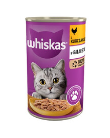 WHISKAS Adult 24x400 g - kompletné vlhké krmivo pre dospelé mačky, kuracie kúsky v želé