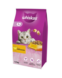 WHISKAS Adult 6x1,4 kg suché kompletné krmivo pre dospelé mačky s lahodným kuracím mäsom