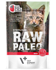 VETEXPERT RAW PALEO Sterilised Beef 100g hovädzia kapsička pre kastrované mačky