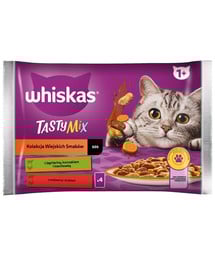 WHISKAS Adult vrecúško 4 x 85 g Collection of Countryside Flavours vlhké krmivo pre mačky v omáčke s jahňacím, kuracím a mrkvou, hovädzím a hydinovým mäsom